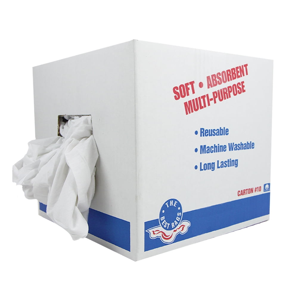  A&A Wiping Cloth- Recycled Cut White Sheeting Rags, Strong &  Absorbent Cleaning Rags for All Clean-up Purposes, 10 Pound Box : Health &  Household
