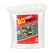 Arkwright TT60 White Terry Mop Towels Bulk - Cleaning Cotton Cloths Rags - 14 x 17 in. - (60 Pack) White