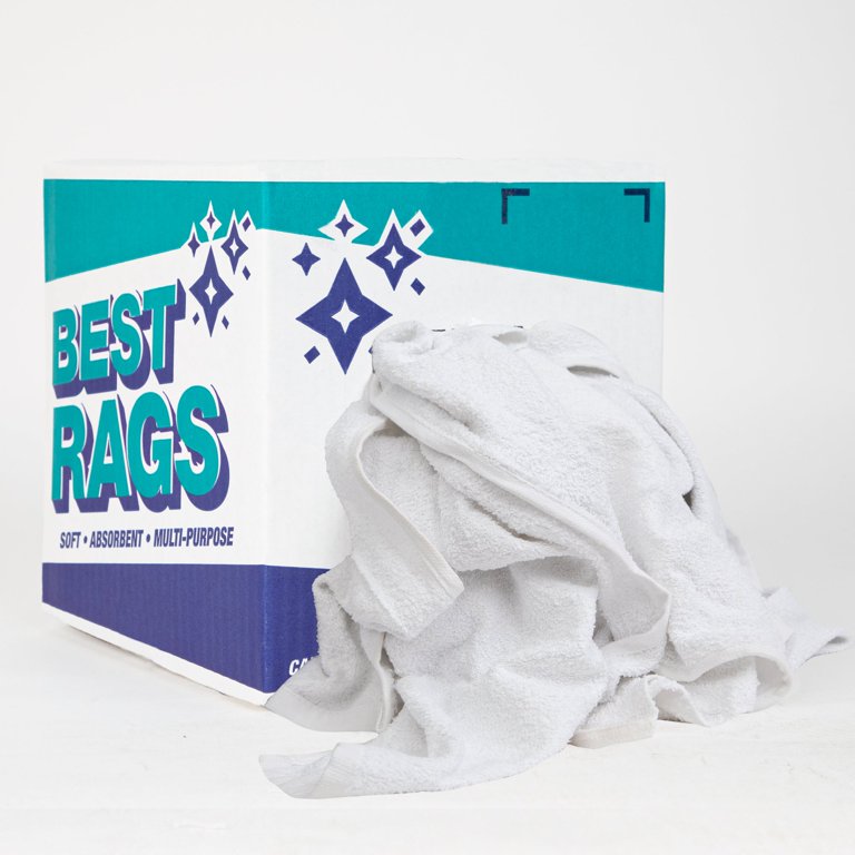 Arkwright LLC Terry Washcloth Rags (5 lbs. Box), Bulk White Terry Towel Rags As Multipurpose Cleaning Solutions, Size: 5lb Box