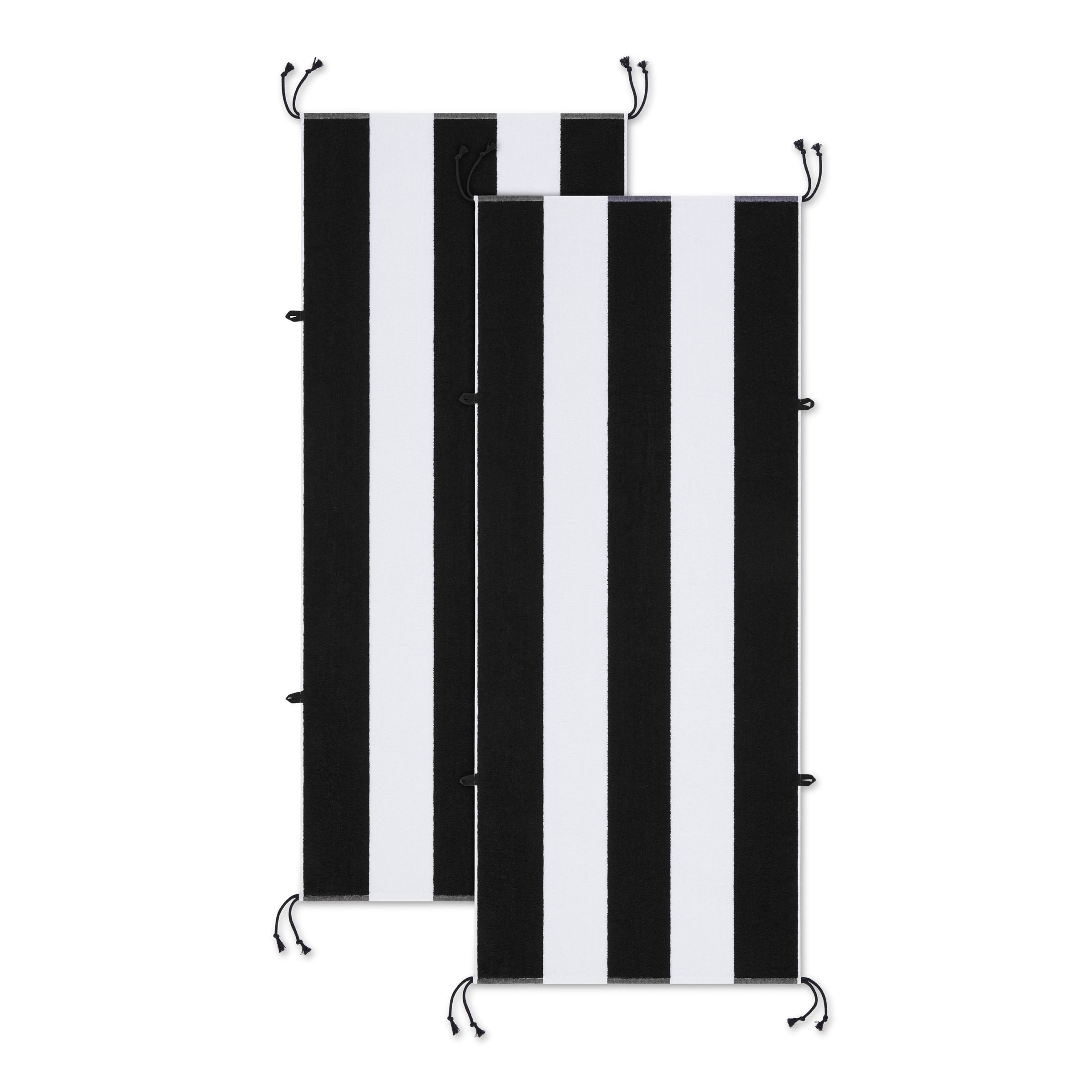 Arkwright Tie & Dry Beach Towel (2 Pack), 30x70 in, Black