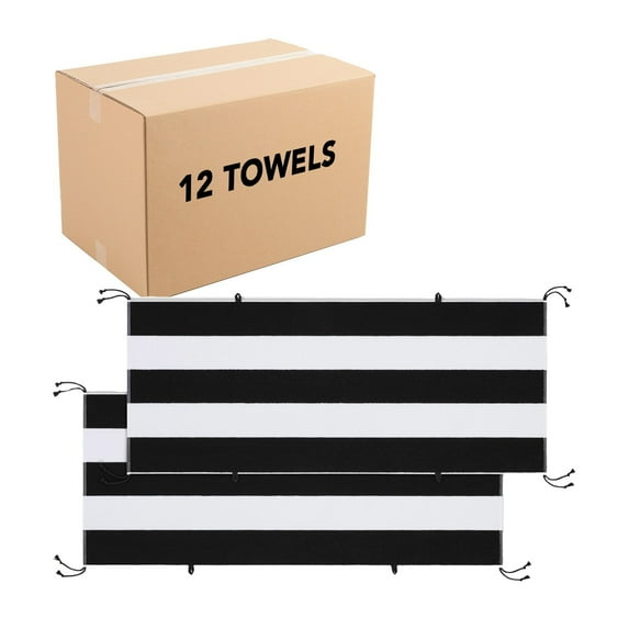 Arkwright Tie & Dry Beach Towel (Case of 12), 30x70 in, Black