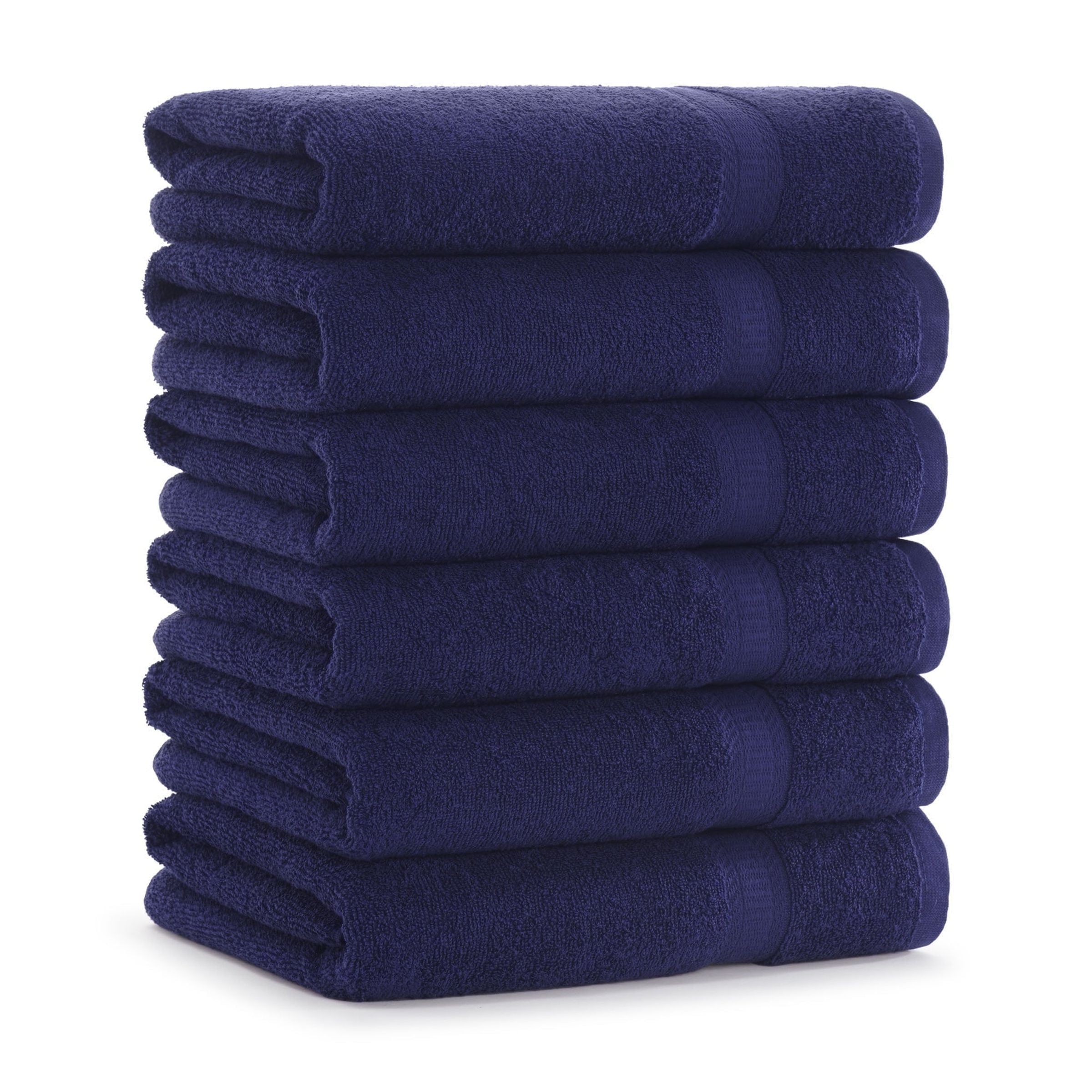Arkwright True Color Bath Towels (6-Pack), 25x52 in., Ring Spun Cotton, Navy