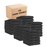 Arkwright True Color Hand Towels, Ring Spun Cotton, 16x27, (Bulk Case of 120) - Black