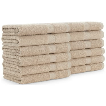 Arkwright True Color Hand Towels, Ring Spun Cotton, 16x27, (Pack of 12) - Beige