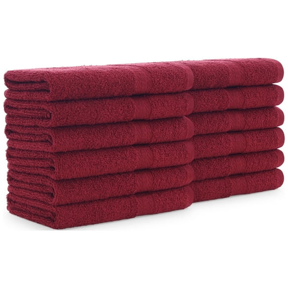 Arkwright True Color Hand Towels, Ring Spun Cotton, 16x27, (Pack of 12) - Burgundy Red