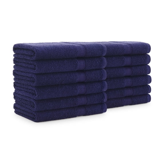 Arkwright True Color Hand Towels, Ring Spun Cotton, 16x27, (Pack of 12) - Navy Blue