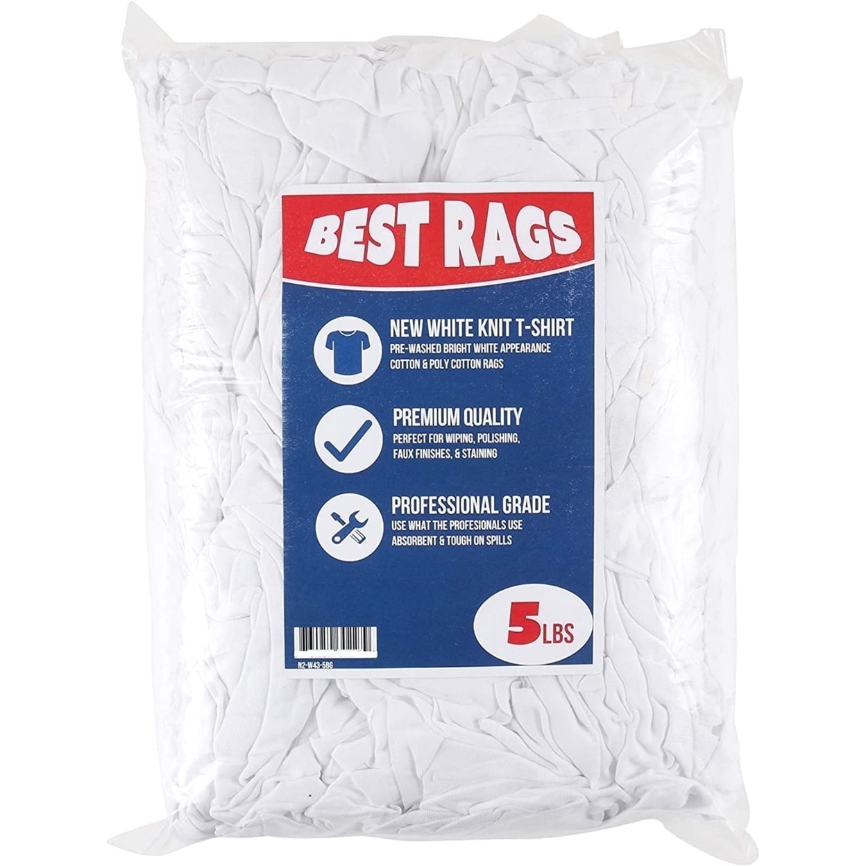 SupremePlus Recycled White Knit T-Shirt Rags – 25 Lb Bag (Approx. 175-225 Rags), Multipurpose Cleaning
