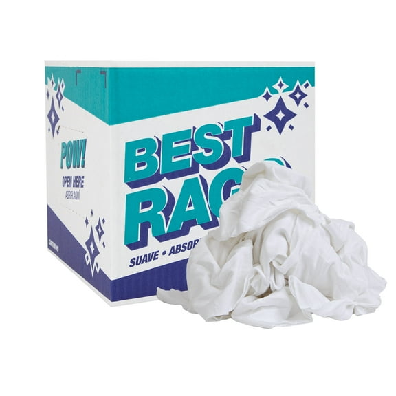 Arkwright White Knit Cotton Terry Cleaning Rags - 14x14 to 20x20 - 5 lb Box