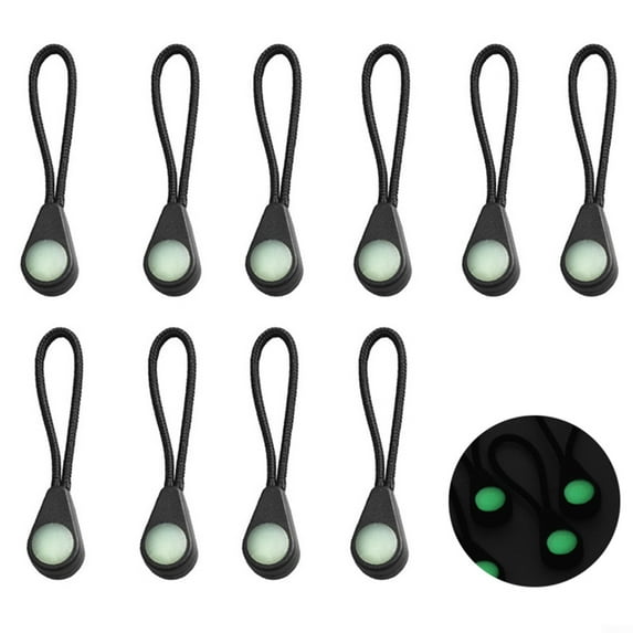 Arkzeo 10PCS Luminous Zip Extension Glow in The Dark Backpack Zip Puller Heads Zip Tags Type 1