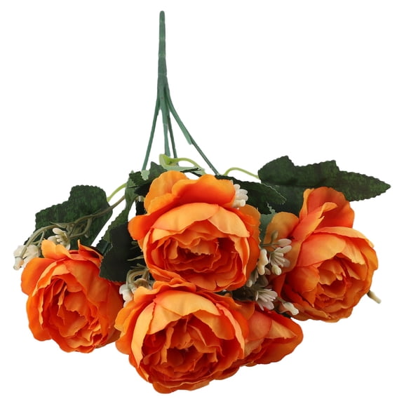 Arkzeo 1PC Artificial Peonies Silk Flowers Bouquet for Wedding and For Home Decor Vibrant Colors Pink/Red/Orange/Purple orange
