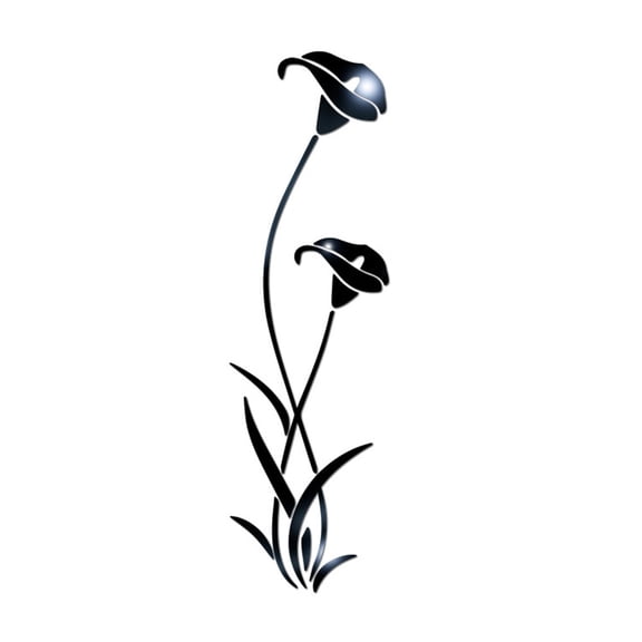 Arkzeo 1Pcs Mirror Wall Sticker 3D Mirror Flower Art Removable Wall Sticker Acrylic Mural Decal Home Room Decor Black