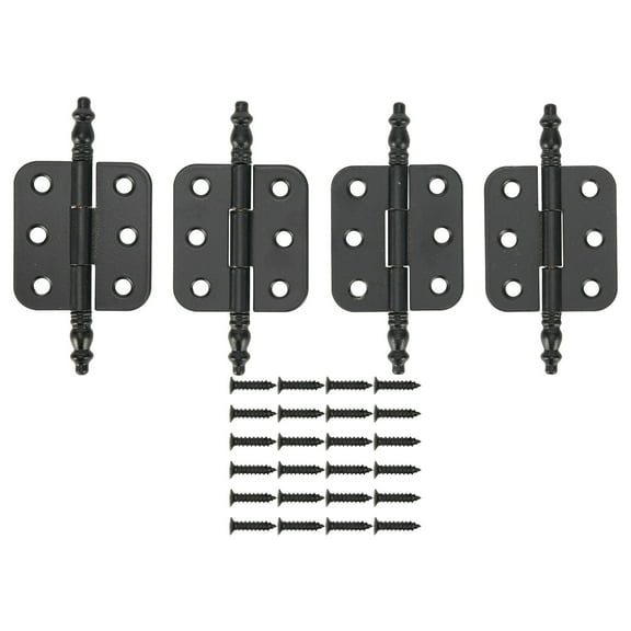 Arkzeo 4pc Antique Crown Head Hinges With Screws 6 Holes Jewelry Gift Vintage Wooden Box Cabinet Decoration Hinge Hardware Accessories Black
