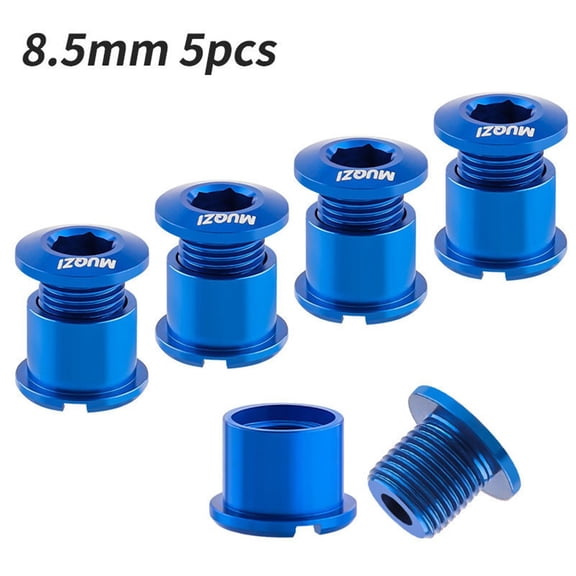 Arkzeo 5Pcs Double Chainring Bolts 7075 Aluminum Alloy Lightweight Chainwheel Bolts Blue