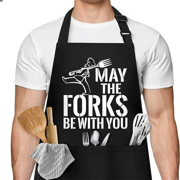 Arkzeo Cooking Aprons For Women Men Funny Grilling Chef Kitchen Aprons For Dad Husband Bbq Gifts For Fathers Day Birthday May the Forks