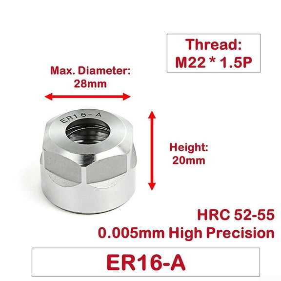 Arkzeo High Precision Collet ER 11/16/20/25/32/40 A/M/UM Clamping Nut Milling Chuck Cap ER16-A