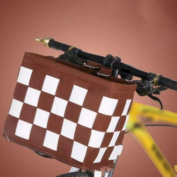 Arkzeo Large Capacity Collapsible Bike Storage Felt Handbag Lightweight Design Bike Basket with Hand Straps Handbagforbike Brown