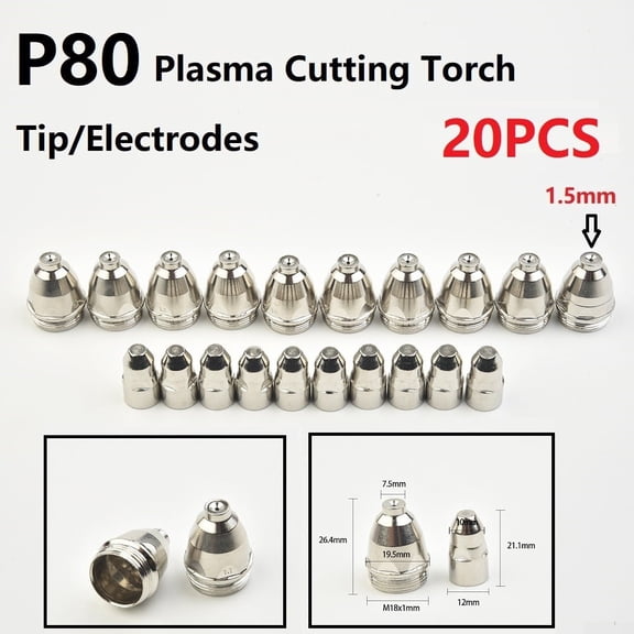 Arkzeo P80 Plasma Cutting Torch 60A 80A 100A P80 CNC Plasma Torch Tip Electrode Nozzle 1.5mm