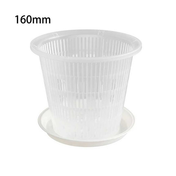 Arkzeo Transparent Root-Controlled Orchid Planting Pot Plastic Flower Pot Orchid Planter Flowerpot Tray Plant Growth Container Box 160mm