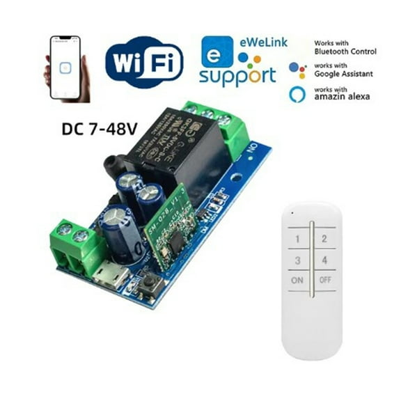Arkzeo WiFi Smart Home Switch 2.4GHz DC 7-48 Dry Contact Relay Remote Control Timing Module,Alexa Home Support B