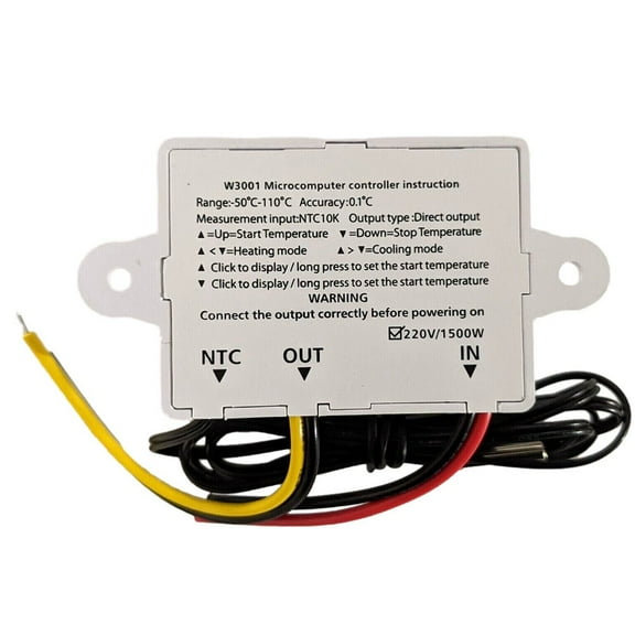 Arkzeo XH-W3001 LED Digital Thermostat DC12V/120W DC24V/240W AC110-220V/1500W Home Heating Cooling Temperature Controller 110V-220V/1500W