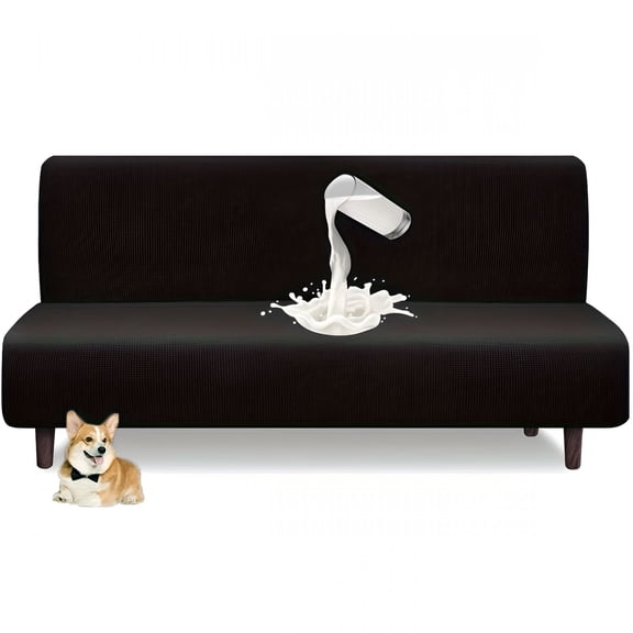 Arlajo Armless Futon Cover Stretch Sofa Bed Slipcover Protector Elastic High Stretch Waterproof Jacquard Fabric Futon Cover