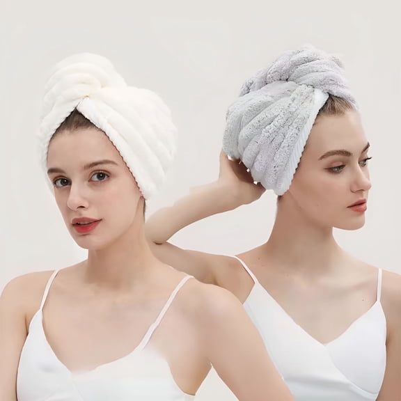 Arlajo Hair Towel Wrap for Women,Microfiber Hair Towel Wrap Super Absorbent Twist Dry Hair Cap with Button Fasten
