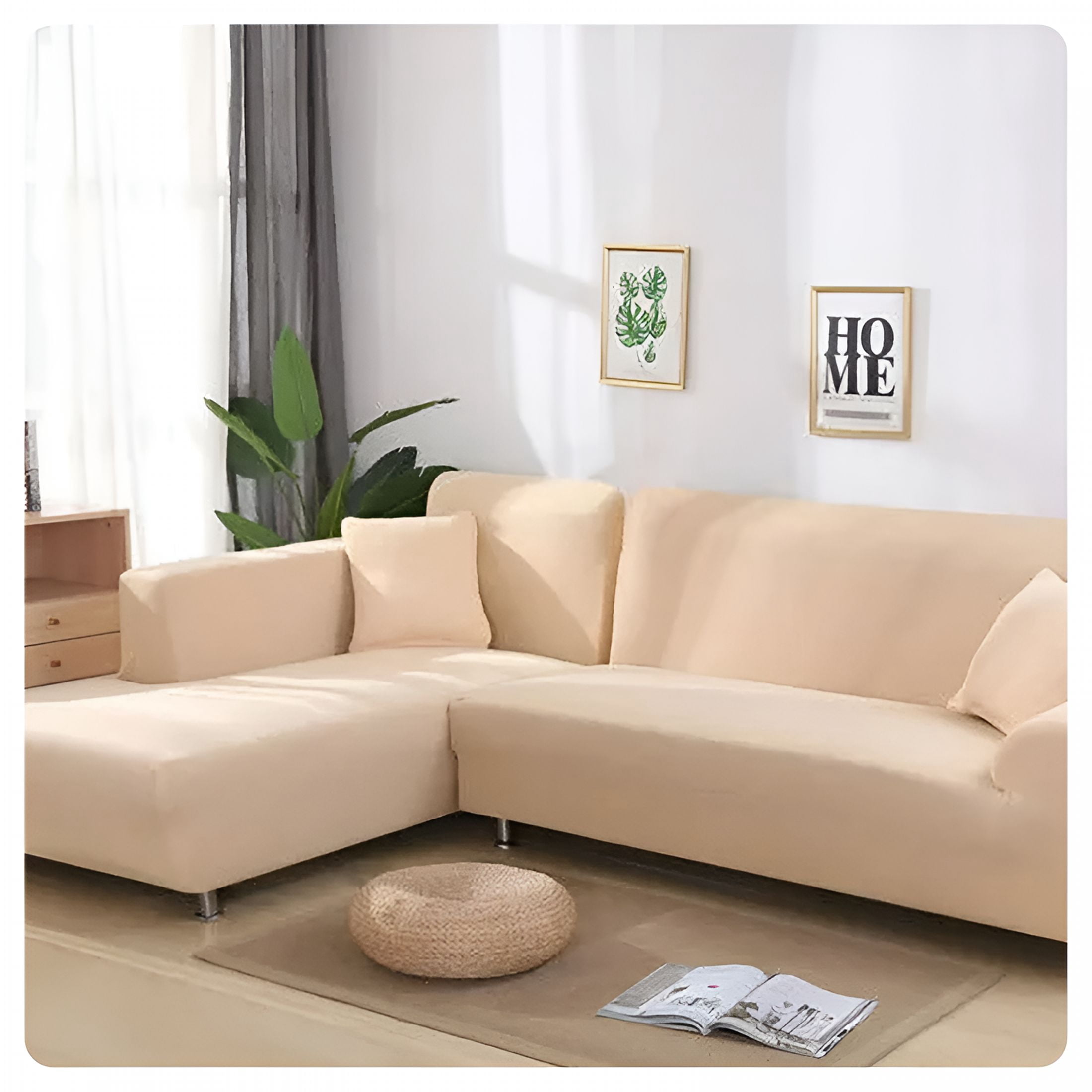Arlajo Solid Color Elastic Sofa Cover for L Shaped Sectional Corner ...