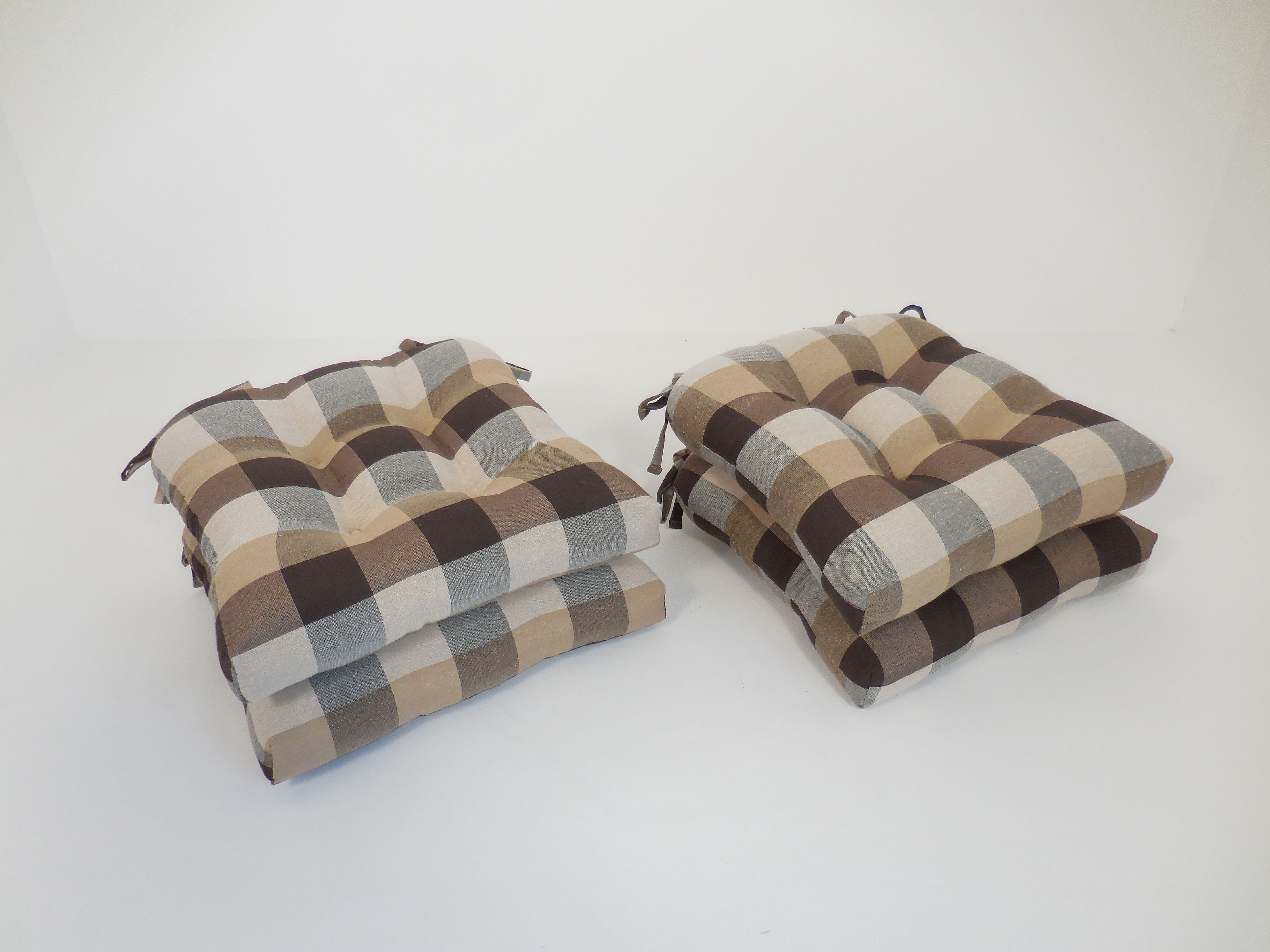 Arlee Buffalo Check Set of 4 Chair Cushions Chocolate Brown - Walmart.com