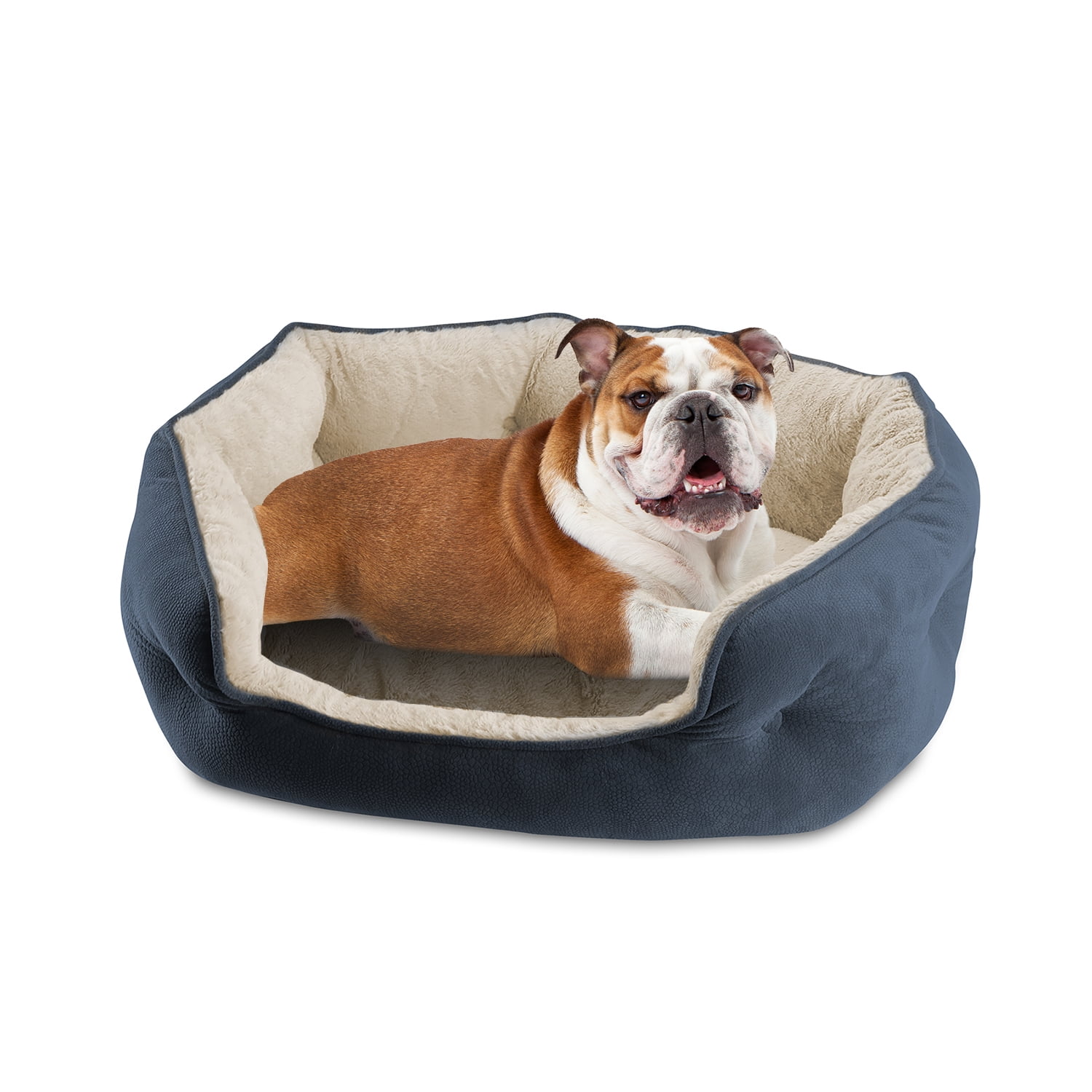 Small Blue Orthopedic Memory Foam Bolster Pet Bed