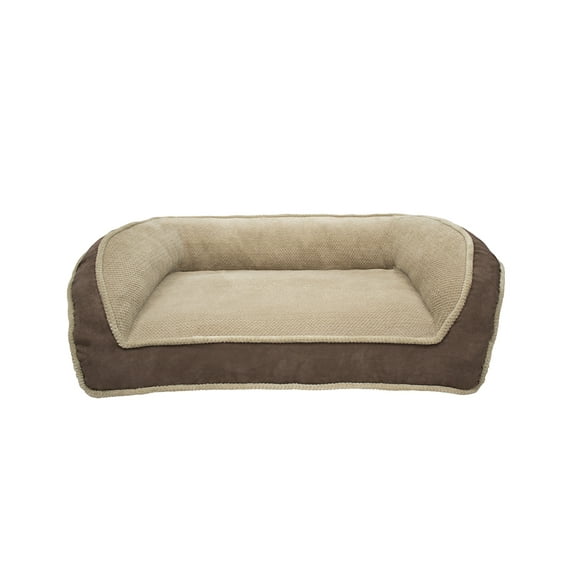 Arlee Home Fashions Medium Deep Seated Lounger Pet Bed with Bolster, Chocolate