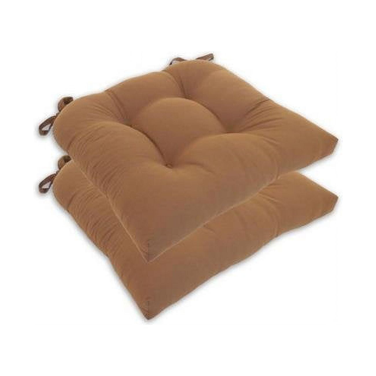 Chocolate Brown Microfiber Chair Pads with Tiebacks, Set of 4