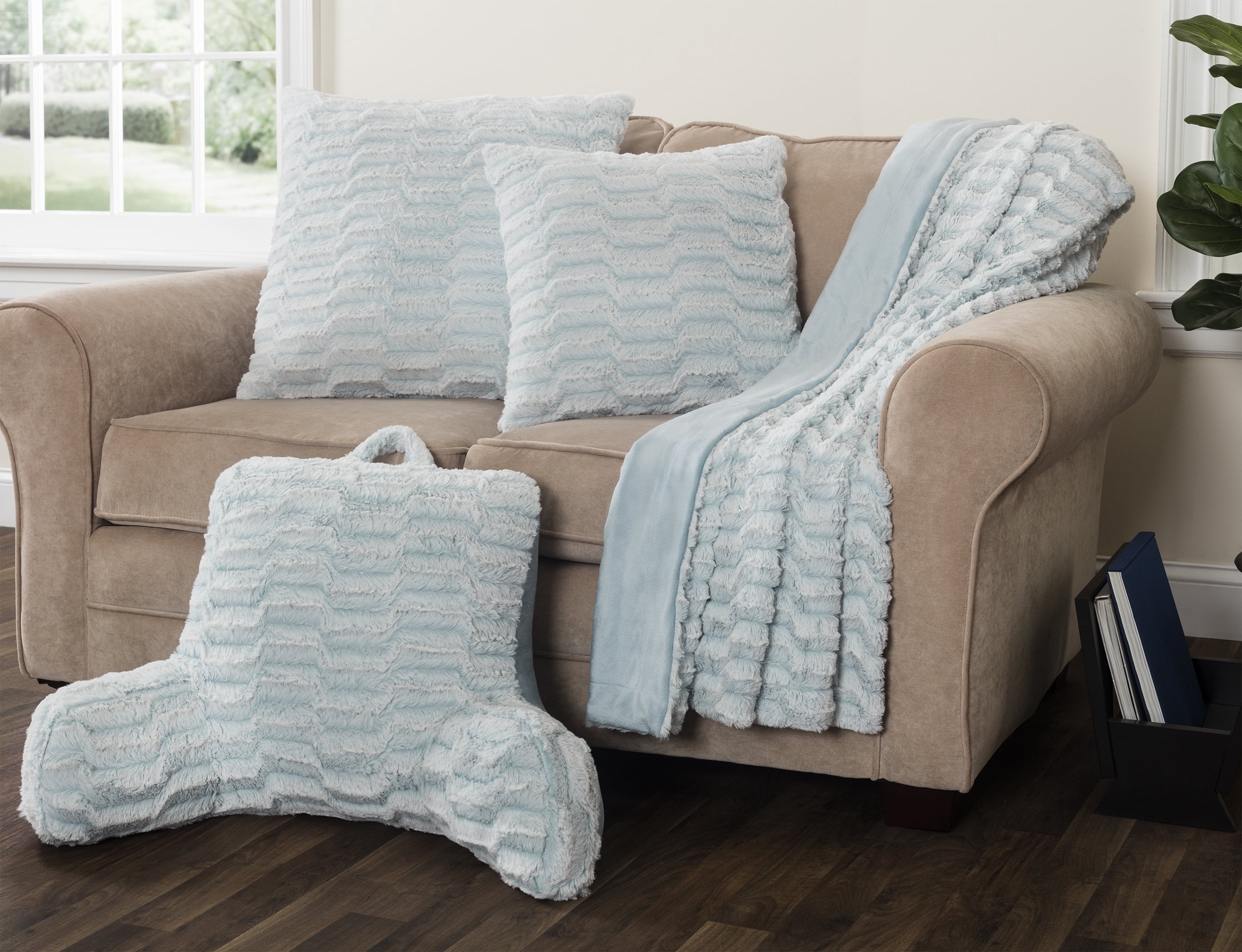 Arlee Nevada Fur Decorative Square Floor Pillow 24" x 24" Pack of 1 Teal Cloud Blue