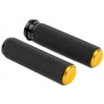 thumbnail image 1 of Arlen Ness Knurled Black/Gold Cap Fly-by-Wire Handlebar Grips (07-347), 1 of 2