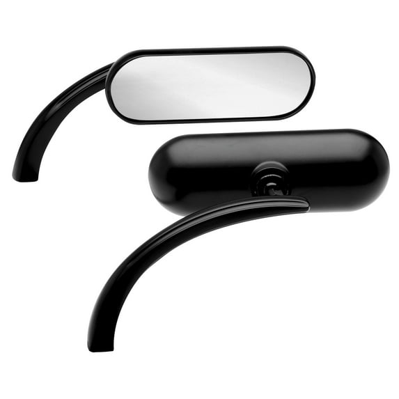 Arlen Ness Micro Mirrors Black Mini Oval, Left 13-412