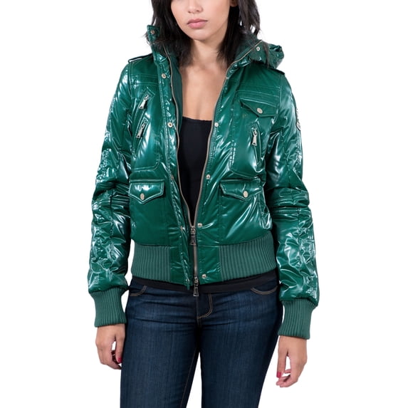 Arlene Verde Minta Mint Green Padded Women's Bomber Hoodie Jacket