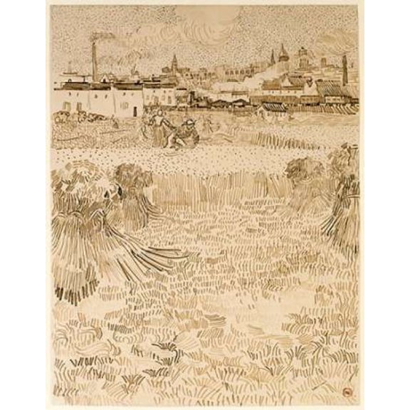 Arles: View from the Wheatfields Poster Print by Vincent Van Gogh (22 x 28)