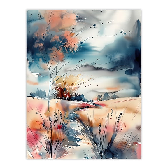 Arles Wheat Fields Storm Clouds Watercolour Living Room Extra Large XL Wall Art Poster Print