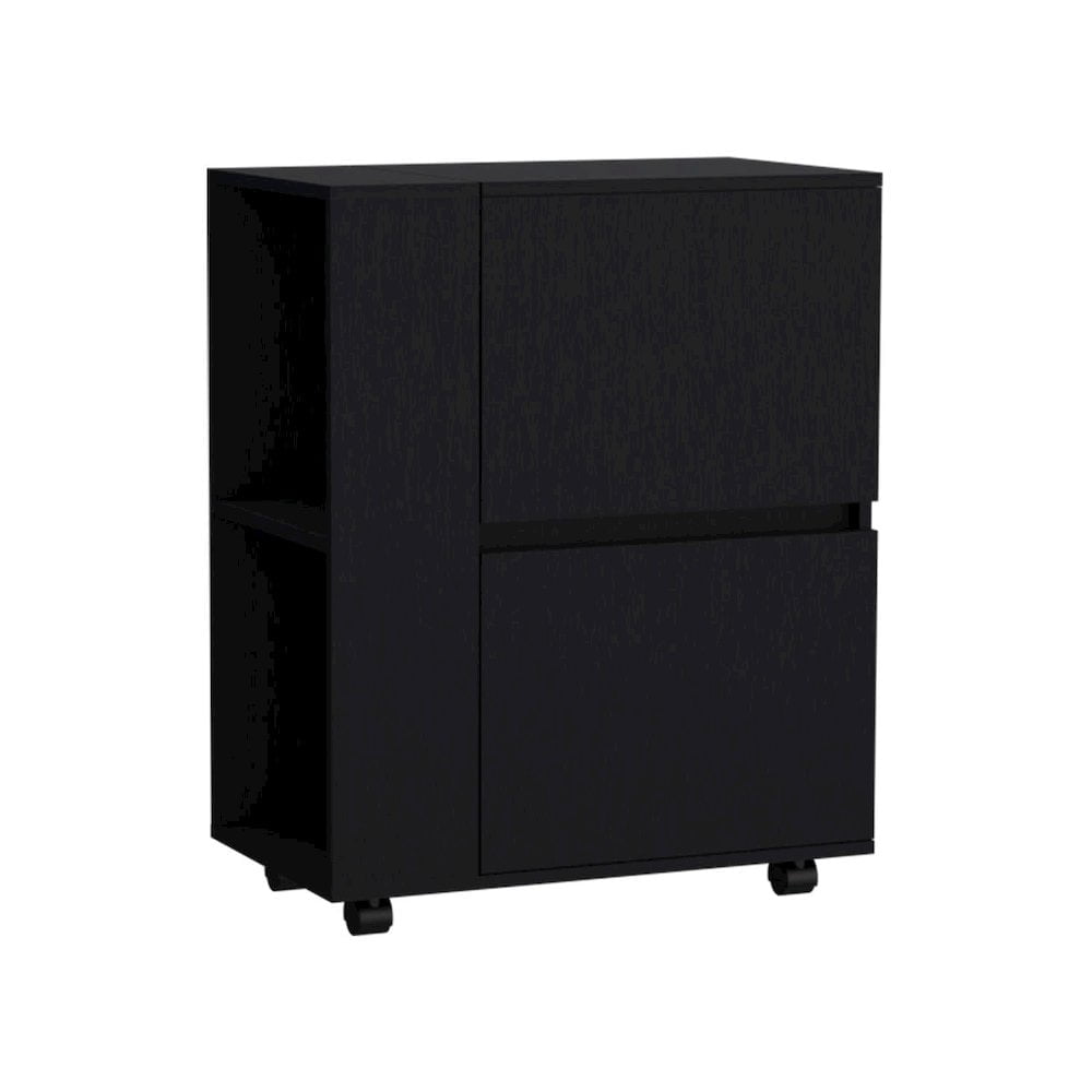 TUHOME Arlet Kitchen Island with Spacious Two-Door Cabinet Storage, Open Utility Shelf
