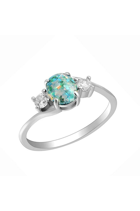 Arlette Simulated Fire Green or Purple Opal Ring Womens Engagement Ginger Lyne Collection