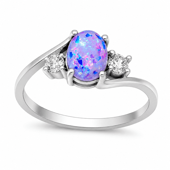 Arlette Simulated Fire Green or Purple Opal Ring Womens Engagement Ginger Lyne Collection