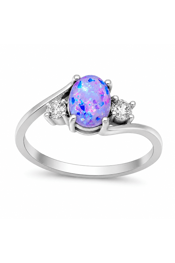 Arlette Simulated Fire Green or Purple Opal Ring Womens Engagement Ginger Lyne Collection