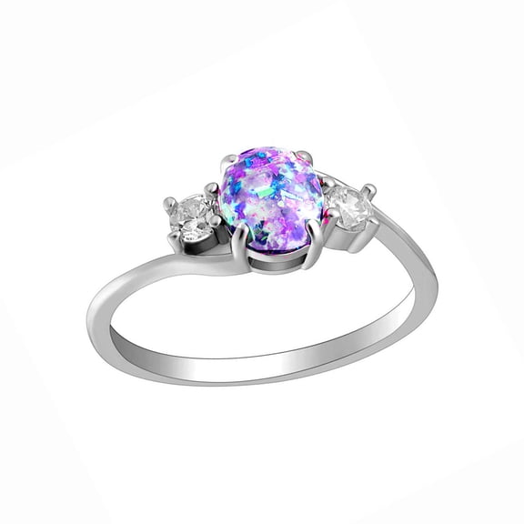 Arlette Simulated Fire Green or Purple Opal Ring Womens Engagement Ginger Lyne Collection