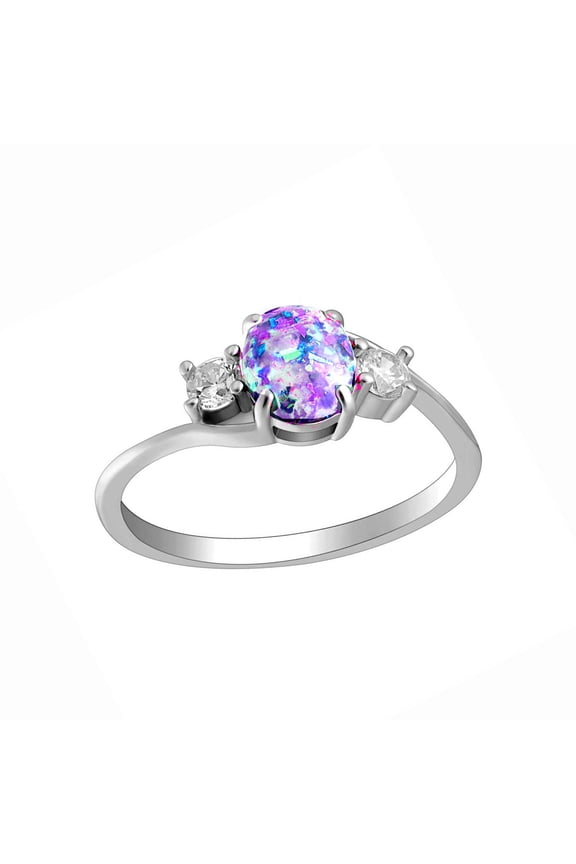 Arlette Simulated Fire Green or Purple Opal Ring Womens Engagement Ginger Lyne Collection
