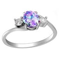 thumbnail image 1 of Arlette Simulated Fire Green or Purple Opal Ring Womens Engagement Ginger Lyne Collection, 1 of 5