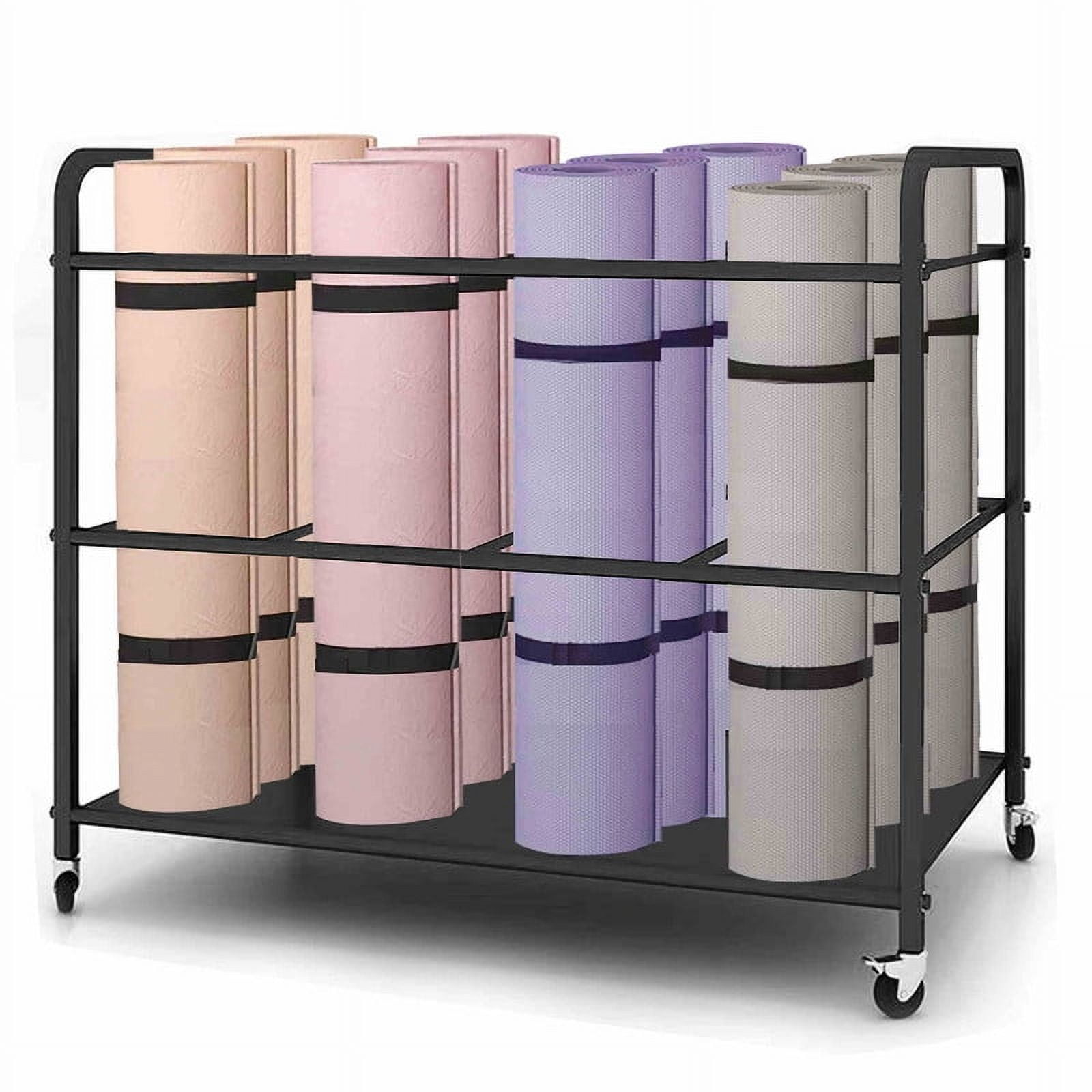 Arlifo Yoga Mat Storage Rack Yoga Mat Holder with Wheels Home Gym Storage Cart for Dumbbell Kettlebells Yoga Blocks Foam Roller