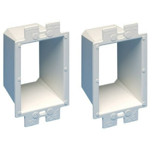 Arlington BE1-2 Electrical Outlet Box Extender, 1-Gang, White, 2-Pack