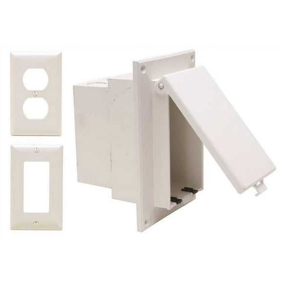 Low Profile In Box Old Work Recessed Electrical Box White Cover