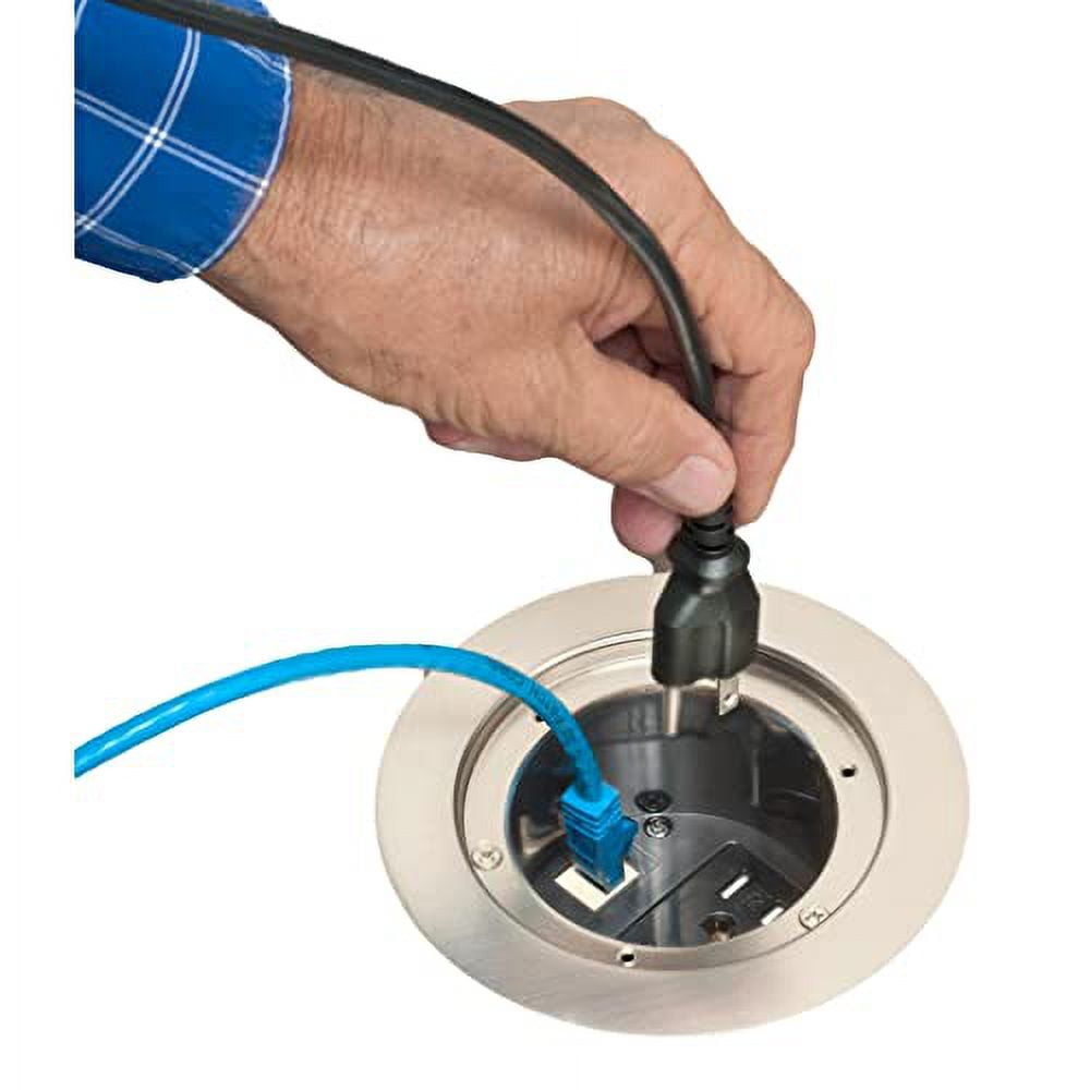 Nickel Round Recessed Power and Data Floor Box Cover