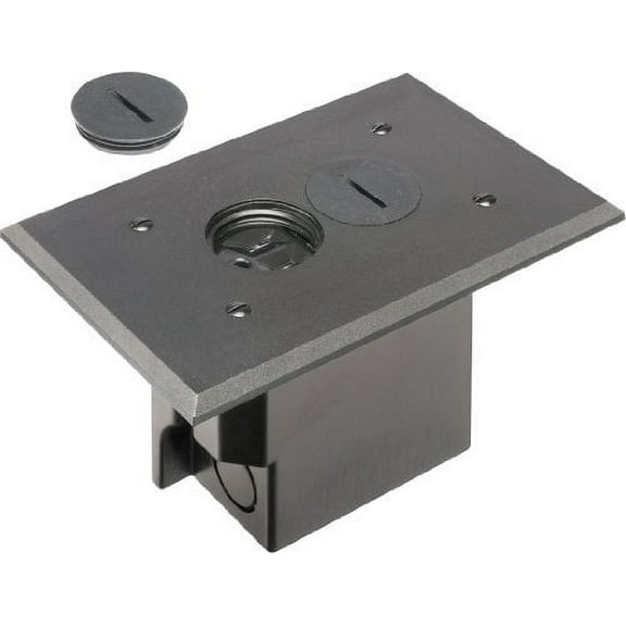 Arlington FLBR101BL-1 Floor Electrical Box Kit with Outlet and Plate, for Installed Floors, 1-Gang, Black, 1-Pack
