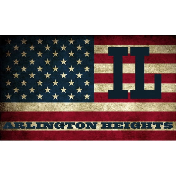 Arlington Heights IL Illinois Cook County Vintage US Flag Decal Bumper Sticker 3M Vinyl 3" x 5"